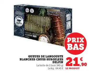 Hyper U DELFIN Queues de langouste blanches crues surgelees offre