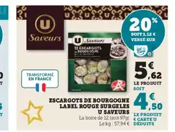 Hyper U Escargots de bourgogne label rouge surgeles u saveurs offre