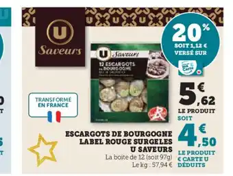 Hyper U Escargots de bourgogne label rouge surgeles u saveurs offre