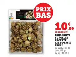 Hyper U ESCAL Escargots surgeles recette ail & persil offre