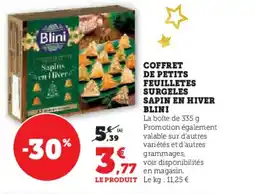 Hyper U BLINI Coffret de petits feuilletes surgeles sapin en hiver offre