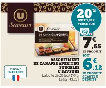 Hyper U Assortiment de canapes aperitifs surgeles u saveurs offre