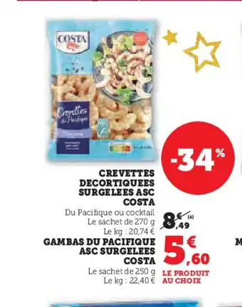Hyper U COSTA Crevettes decortiquees surgelees asc offre