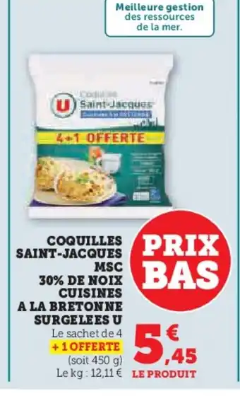 Hyper U Coquilles saint-jacques msc 30% de noix cuisines a la bretonne surgelees u offre