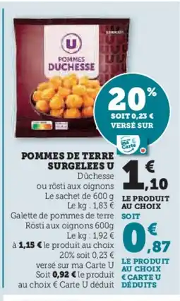 Hyper U Pommes de terre surgelees u offre