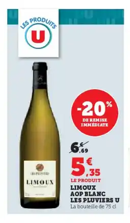 Hyper U Limoux aop blanc les pluviers u offre