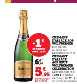 Hyper U WOLFBERGER Cremant d'alsace aop brut offre