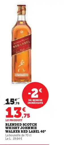 Hyper U RED LABEL 40° Blended scotch whisky johnnie walker offre