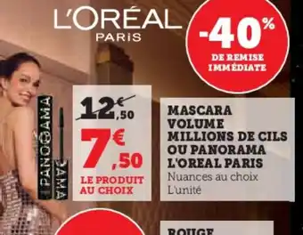 Hyper U L'OREAL PARIS Mascara volume millions de cils ou panorama offre