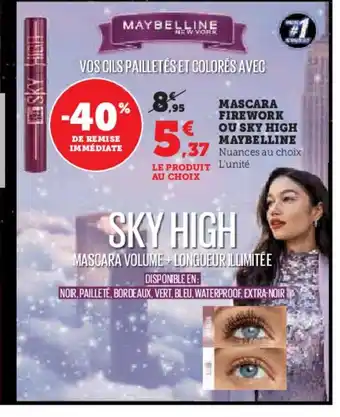 Hyper U MAYBELLINE Mascara firework ou sky high offre