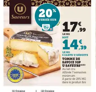 Hyper U Tomme de savoie igp u saveurs offre