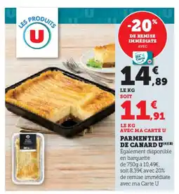 Hyper U Parmentier de canard u offre