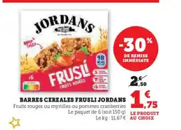 Hyper U JORDANS Barres cereales frusli offre