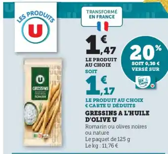 Hyper U Gressins a l'huile d'olive u offre
