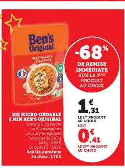 Hyper U BEN'S ORIGINAL Riz micro-ondable 2 mini offre