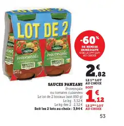 Hyper U PANZANI Sauces offre