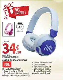 E.Leclerc JBL Casque bluetooth enfant offre