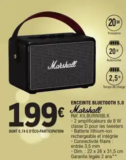 E.Leclerc MARSHALL Enceinte bluetooth 5.0 offre