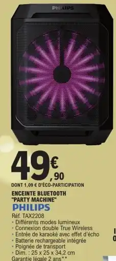 E.Leclerc PHILIPS Enceinte bluetooth "party machine" offre