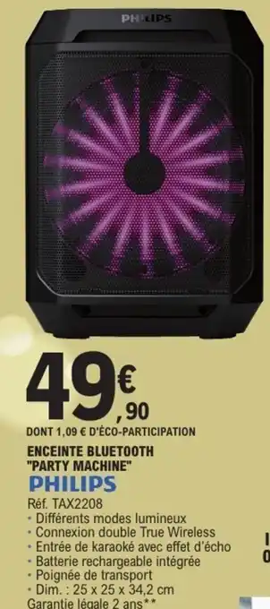 E.Leclerc PHILIPS Enceinte bluetooth "party machine" offre