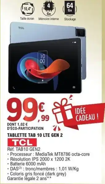 TCL Tablette tab 10 lte gen 2