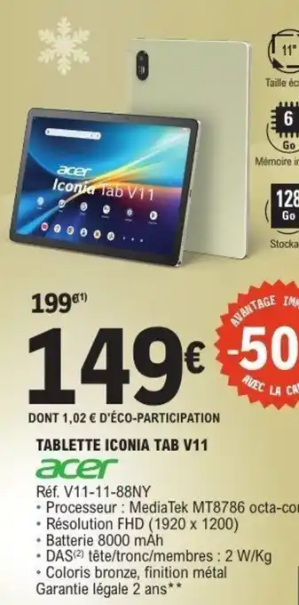 E.Leclerc ACER Tablette iconia tab v11 offre