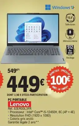 E.Leclerc LENOVO Pc portable offre