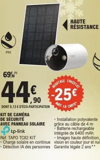 E.Leclerc TP-LINK Kit de caméra de sécurité avec panneau solaire offre