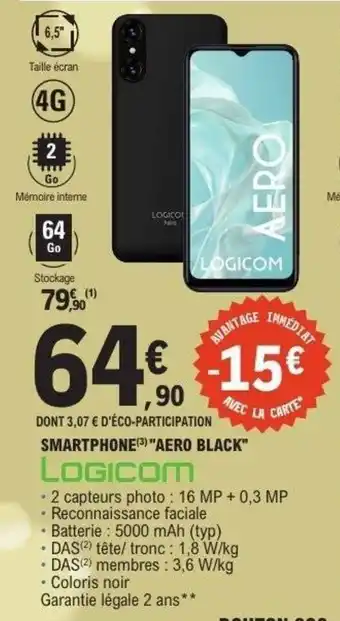E.Leclerc LOGICOM Smartphone "aero black" offre