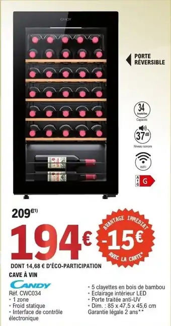 E.Leclerc CANDY Cave à vin offre