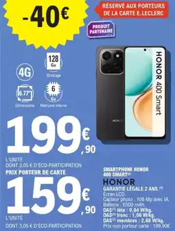 E.Leclerc Espace Culturel HONOR Smartphone honor 400 smart offre