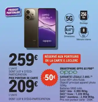 E.Leclerc Espace Culturel OPPO Smartphone A5 pro offre