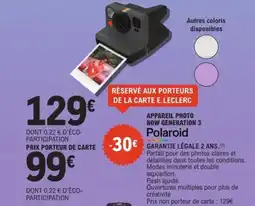 E.Leclerc Espace Culturel POLAROID Appareil photo now generation 3 offre