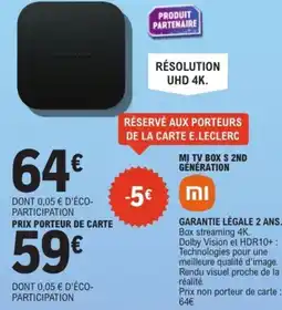 E.Leclerc Espace Culturel XIAOMI Mi tv box s 2nd génération offre