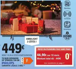 E.Leclerc Espace Culturel PHILIPS TV qled 55pus8550 55" offre