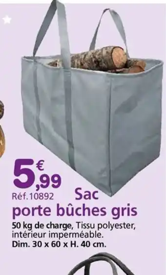 Provence Outillage Sac porte bûches gris offre