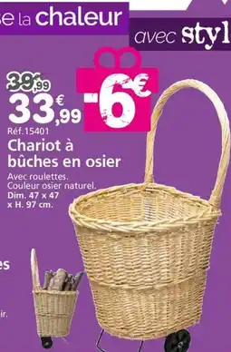 Provence Outillage Chariot à bûches en osier offre