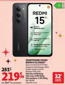 Auchan XIAOMI Smartphonie redmi 15 5g 256go offre