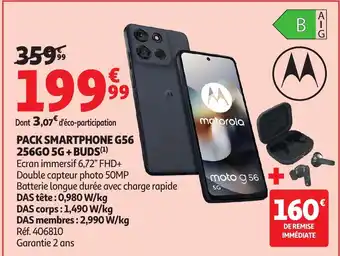 Auchan MOTOROLA Pack smartphone g56 256go 5g + buds offre