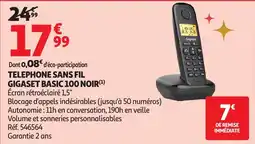 Auchan Telephone sans fil gigaset basic 100 noir offre