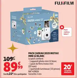 Auchan FUJIFILM Pack cadeau 2025 instax mini 12 blanc offre