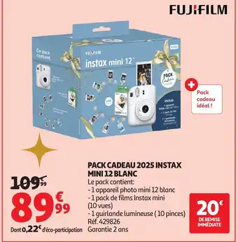 Auchan FUJIFILM Pack cadeau 2025 instax mini 12 blanc offre