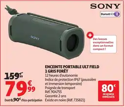 Auchan SONY Enceinte portable ult field 1 gris forêt offre