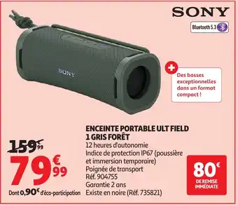 Auchan SONY Enceinte portable ult field 1 gris forêt offre