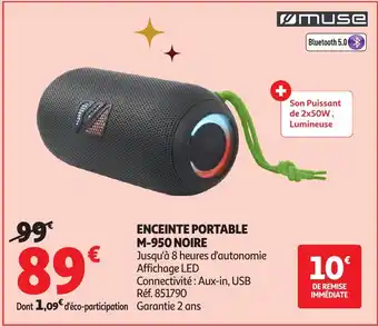 Auchan MUSE Enceinte portable m-950 noire offre