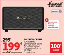 Auchan MARSHALL Enceinte acton iii offre