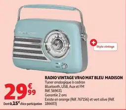 Auchan MADISON Radio vintage vr40 mat bleu offre