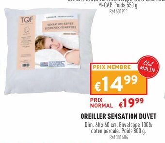 Trafic Oreiller sensation duvet offre