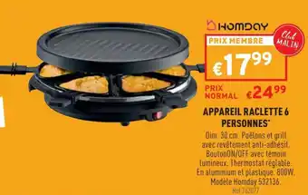 Trafic Appareil raclette 6 personnes offre