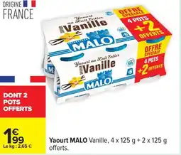 Carrefour Yaourt malo vanille, offre